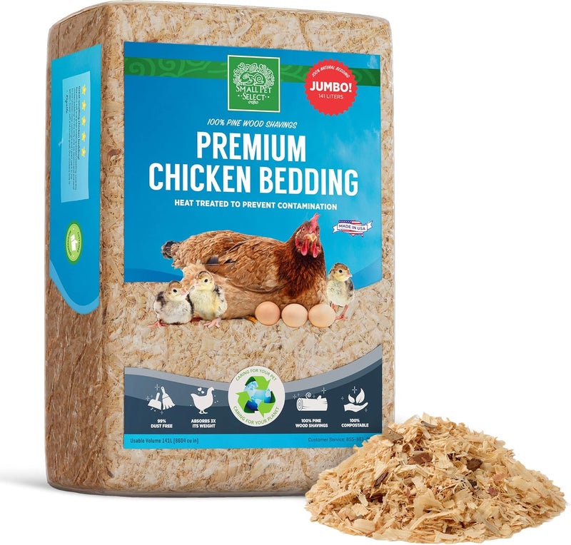 Small Pet Select Pine Shavings Chicken Bedding, Chicken Coop Bedding, Wood Shavings, Great for Hen Nesting Boxes and Chick Brooders, 141L - Image 1